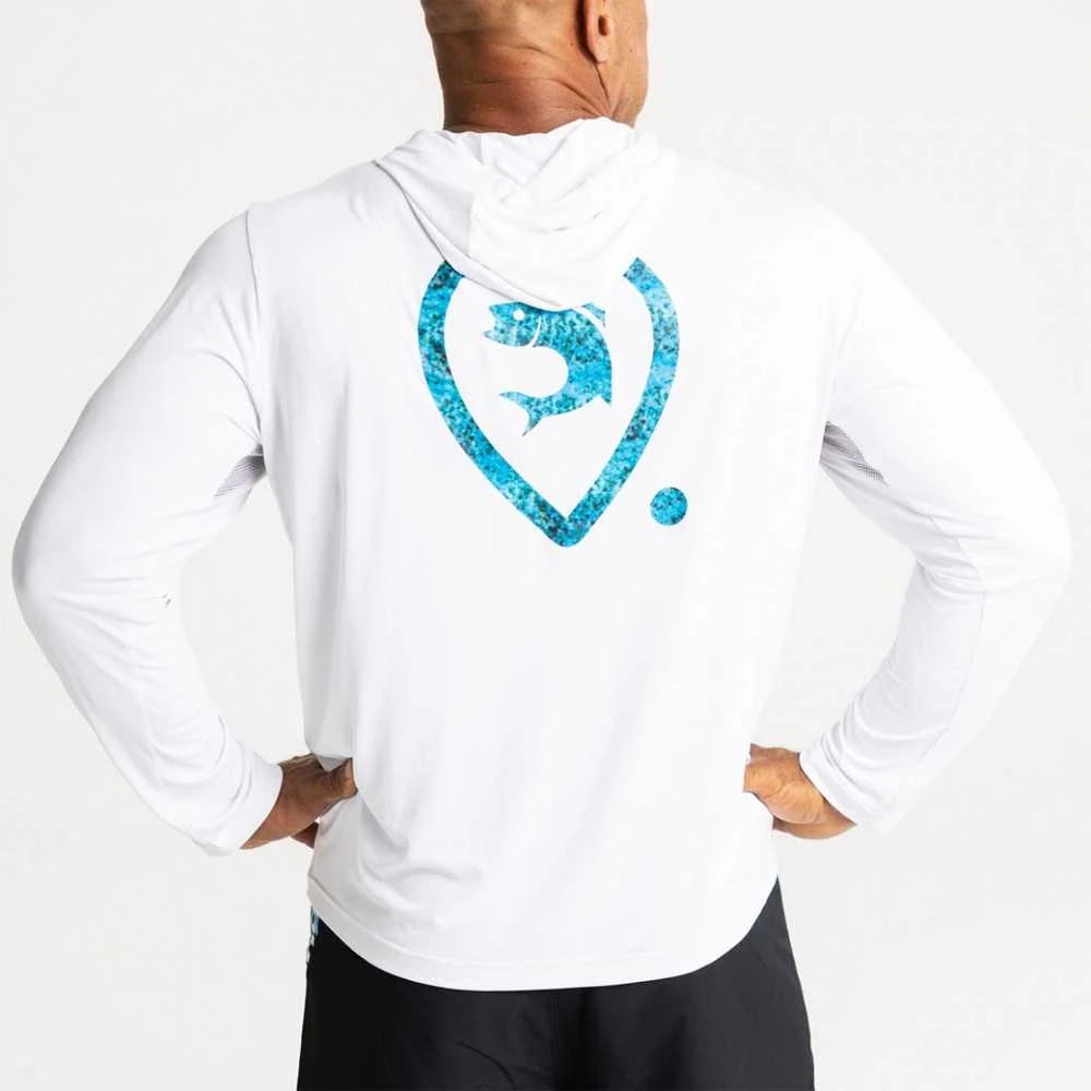 Marškinėliai Adventer & Fishing Functional Hooded UV T-Shirt Baltas & Bluefin