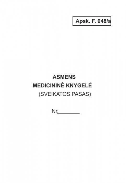 Asmens medicininė knygelė, A6, 12 lapų