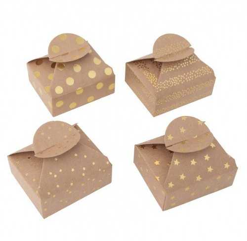 Dallprint Dėžutės su auksinėmis žvaigždutėmis 6x7,5x2,5cm 4vnt
