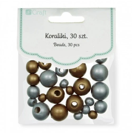 Dallprint Karoliukai mediniai auksiniai&sidabriniai 30vnt