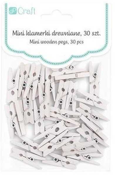 Dallprint Spaustukai mediniai mini 30vnt baltas