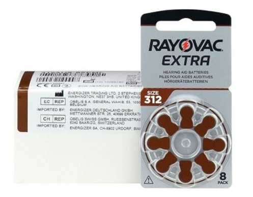Elementai klausos aparatams RAYOVAC Extra, 312PR41, 8vnt