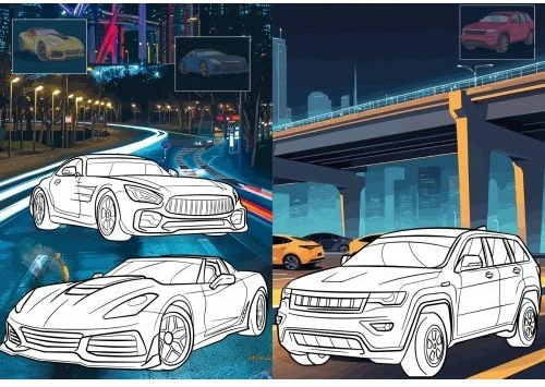 Ideyka Knygutė spalvinimui su lipdukais AUTOMOBILIAI