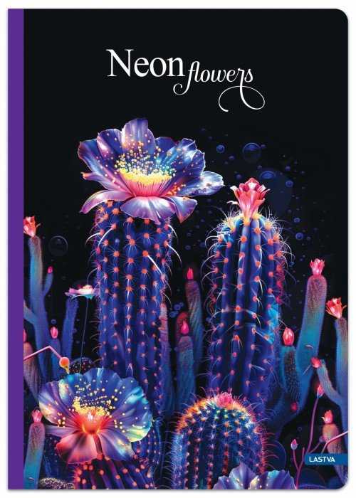Lastva Knyga A5 96lap 70g lang NEON FLOWERS