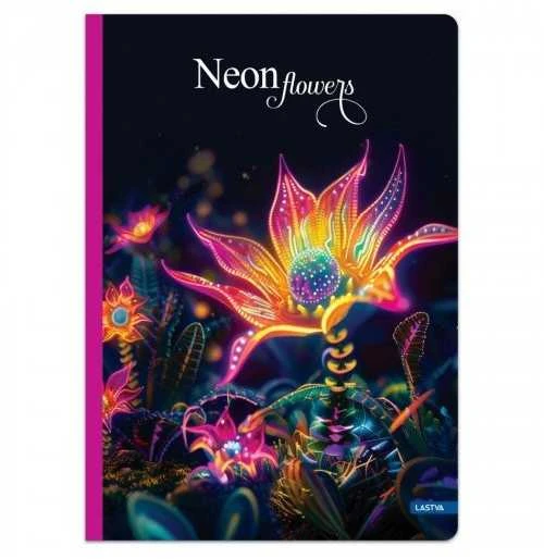 Lastva Sąsiuvinis(platus) A5 60 lapų 80g linijomis NEON FLOWERS
