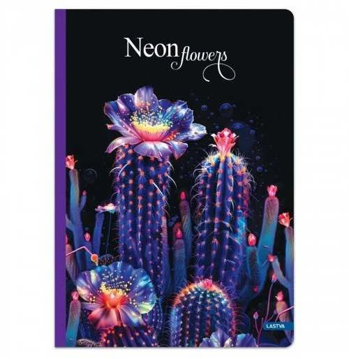 Lastva Sąsiuvinis(platus) A5 60 lapų 80g linijomis NEON FLOWERS