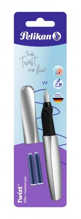 Pelikan Plunksnakotis TWIST P457M sidabrinis + 2kapsulės bls