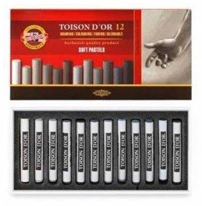 Koh I Noor Sausų pastelių rinkinys 12vnt pilkų atsp.8522G