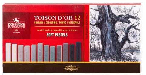 Koh I Noor Sausų pastelių rinkinys 12vnt pilkų atsp.8592G