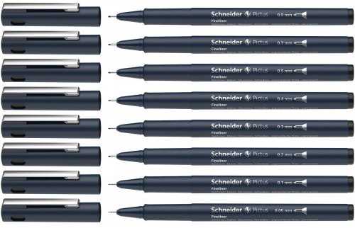 Schneider Rašikliai Pictus 8vnt juodi bls