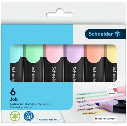 Schneider Teksto žymeklių rinkinys JOB 6vnt pasteliniai
