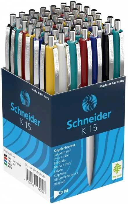 Schneder Tušinukas Schneider K15, 1 mm, mėlynas tušas, įvairių spalvų korpusai