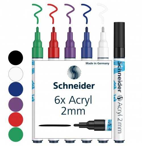 Schneider Žymekliai akriliniai Paint-lt 310 2mm 6vnt mix bls