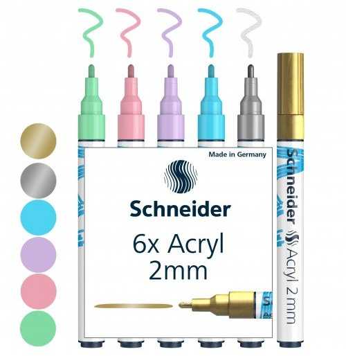 Schneider Žymekliai akriliniai Paint-lt 310 2mm 6vnt mix bls