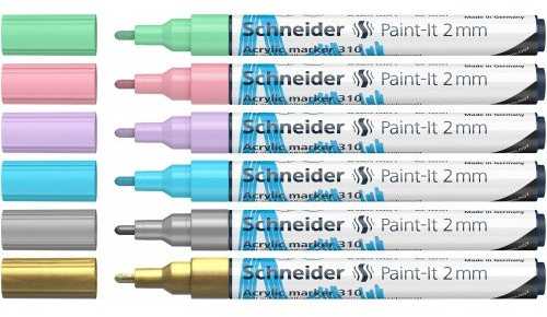 Schneider Žymekliai akriliniai Paint-lt 310 2mm 6vnt mix bls
