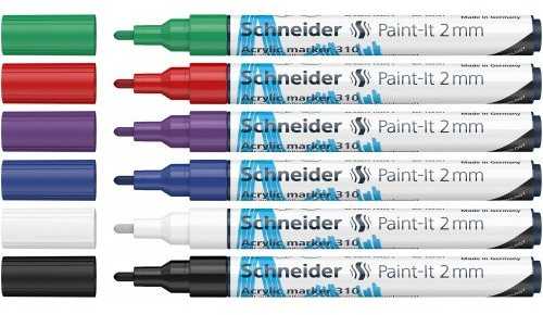 Schneider Žymekliai akriliniai Paint-lt 310 2mm 6vnt mix bls