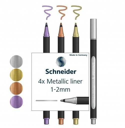 Schneider metalizuoti žymekliai, 4 spalvų rinkinys