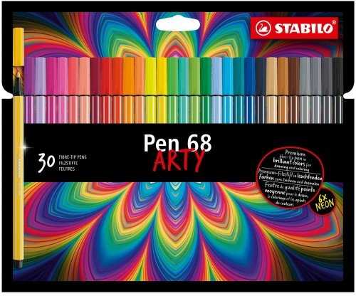 Stabilo Flomasteriai PEN 68 ARTY 24sp.+6neon
