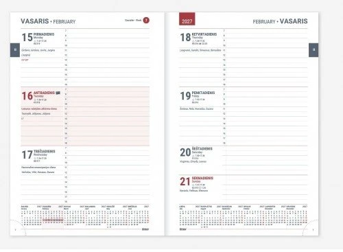 Timer Buroodisain Darbo kalendorius, pilkas, 18 mėnesių