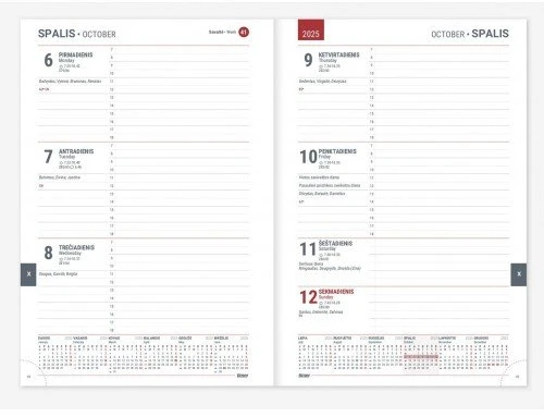Darbo kalendorius Timer 18 Mėnesių, A5, minkštas PU viršelis, tamsios smėlio spalvos