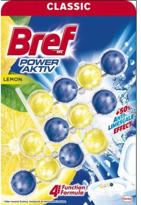 WC valiklis-gaiviklis BREF Power Aktiv Lemon, 3x50g