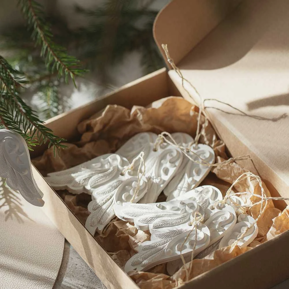 Lukata Unikalus Kalėdų eglutės papuošimas – Angelo sparnų ornamentas ir įkurtuvių dovanos idėja (6 vnt.)