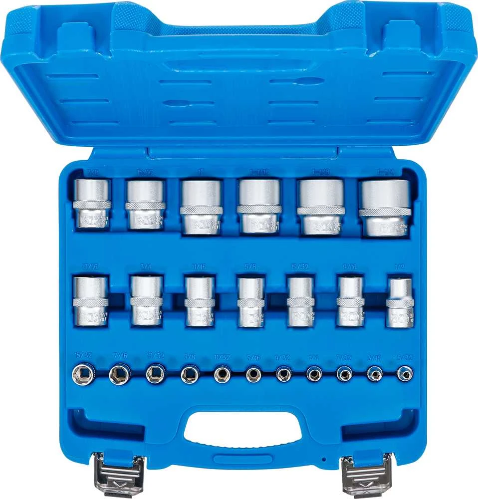 Bgs Technic Galvučių rinkinys, šešiakampės | 6.3 mm (1/4") + 12.5 mm (1/2") | Coliniai dydžiai | 23 vnt. (2246)