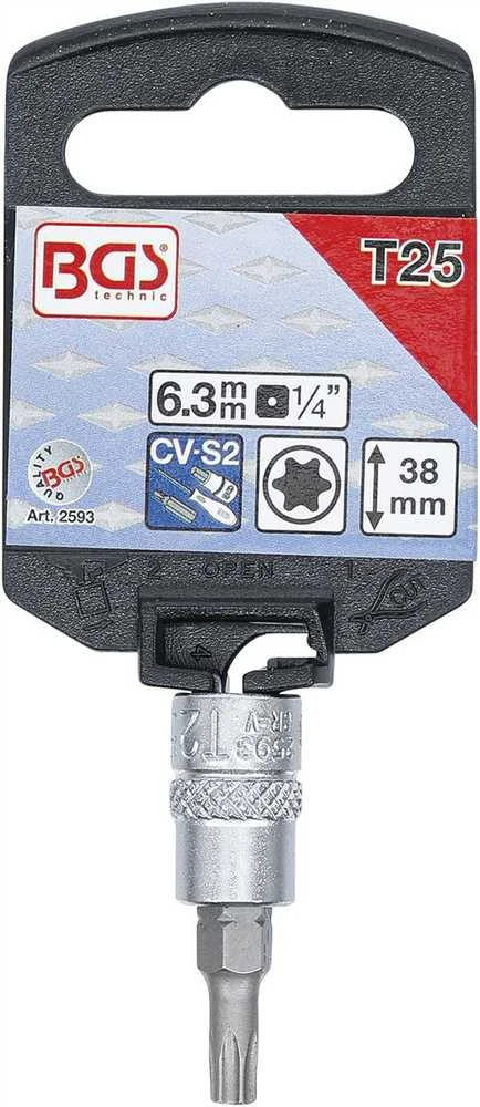 Grąžtas Bgs Technic Antgalis įpresuotas į galvutę | 6.3 mm (1/4") | T-Star (Torx) T25 (2593)