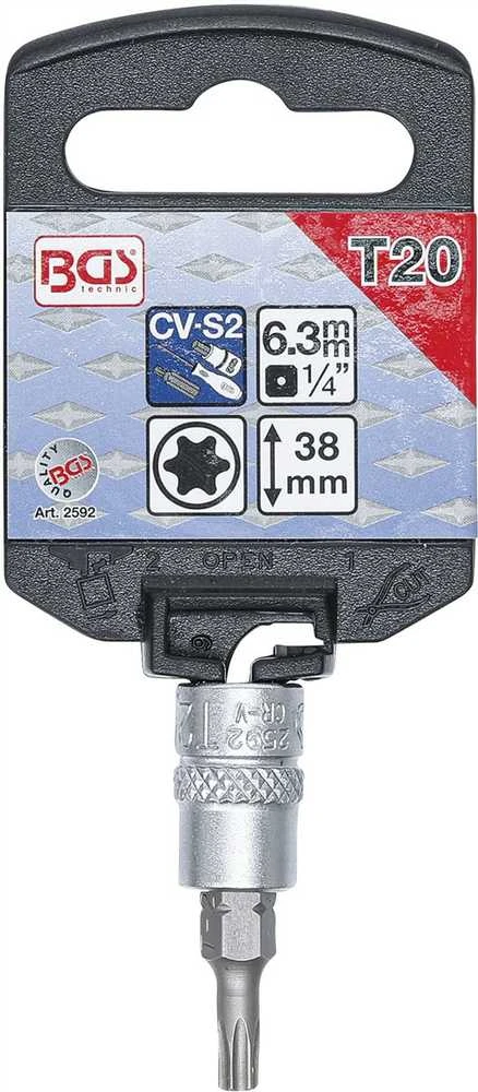 Grąžtas Bgs Technic Antgalis įpresuotas į galvutę | 6.3 mm (1/4") | T-Star (Torx) T20 (2592)