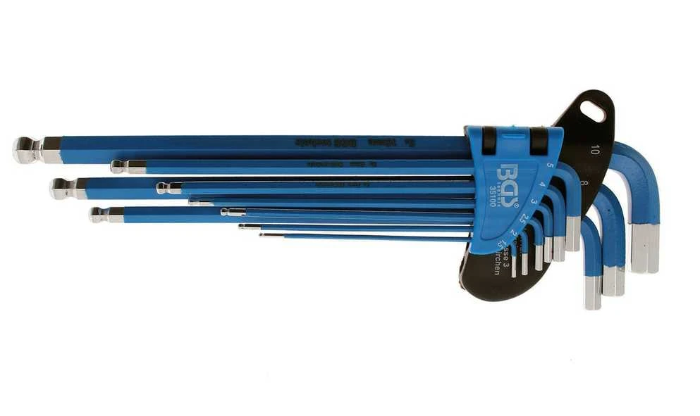 Bgs Technic L tipo raktų rinkinys | ilgiausias tipas | hex šešiakampis / hex šešiakampis šarnyrinis / magnetinis 1,5 - 10 mm | 9 vnt. (35100)