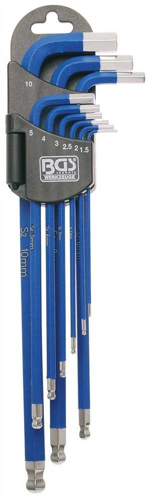 Bgs Technic L tipo raktų rinkinys | ilgiausias tipas | hex šešiakampis / hex šešiakampis šarnyrinis / magnetinis 1,5 - 10 mm | 9 vnt. (35100)