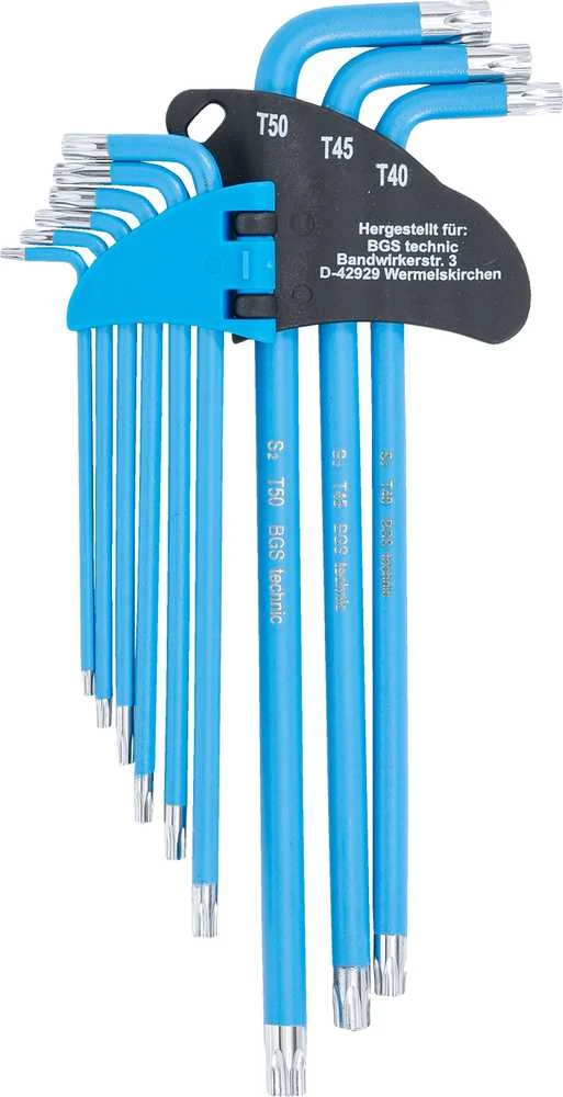 Bgs Technic L tipo raktų rinkinys | T-Star (Torx) / T-Star su skyle (Torx) T10 - T50 | 9 vnt. (35105)