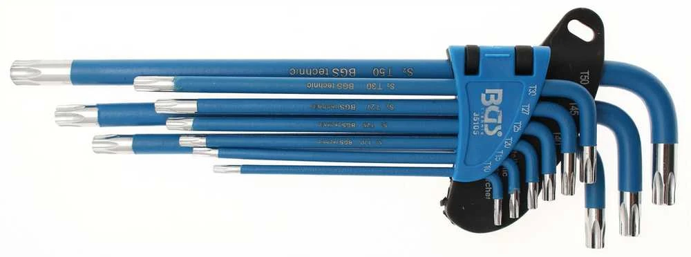 Bgs Technic L tipo raktų rinkinys | T-Star (Torx) / T-Star su skyle (Torx) T10 - T50 | 9 vnt. (35105)