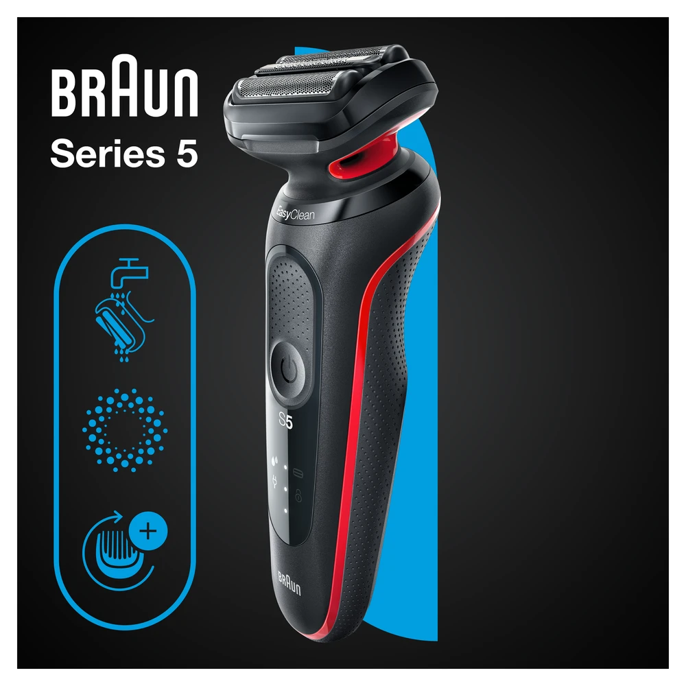 Braun | Shaver | 51-R1000s | Operating time (max) 50 min | Wet & Dry | Juodas/Raudona