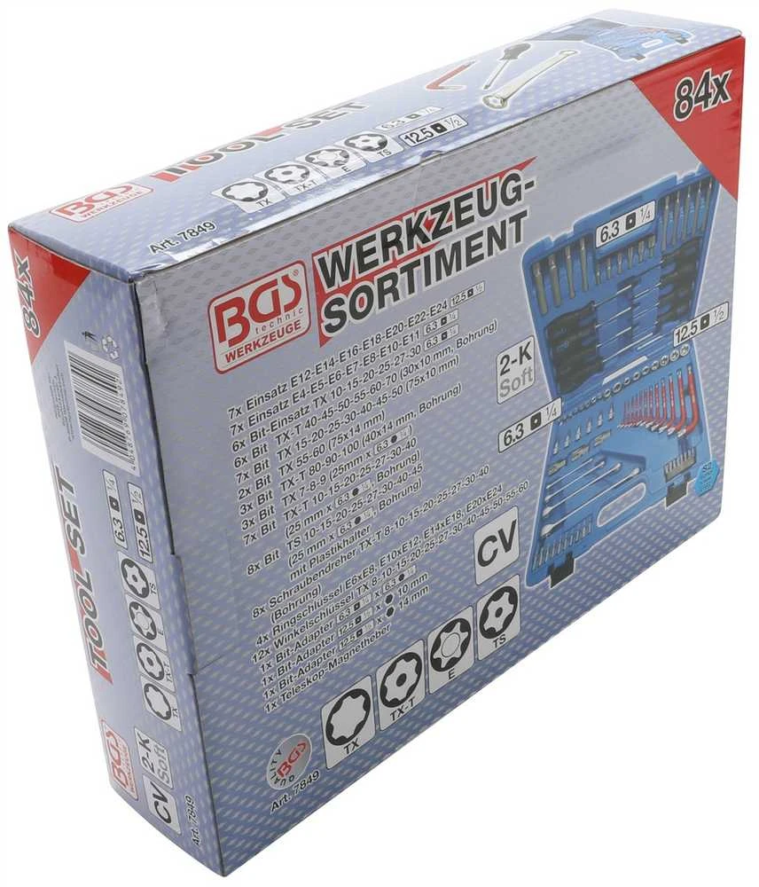 Grąžtas 7849 Raktų rink. Torx 1/4+1/2 84 dalių BGS