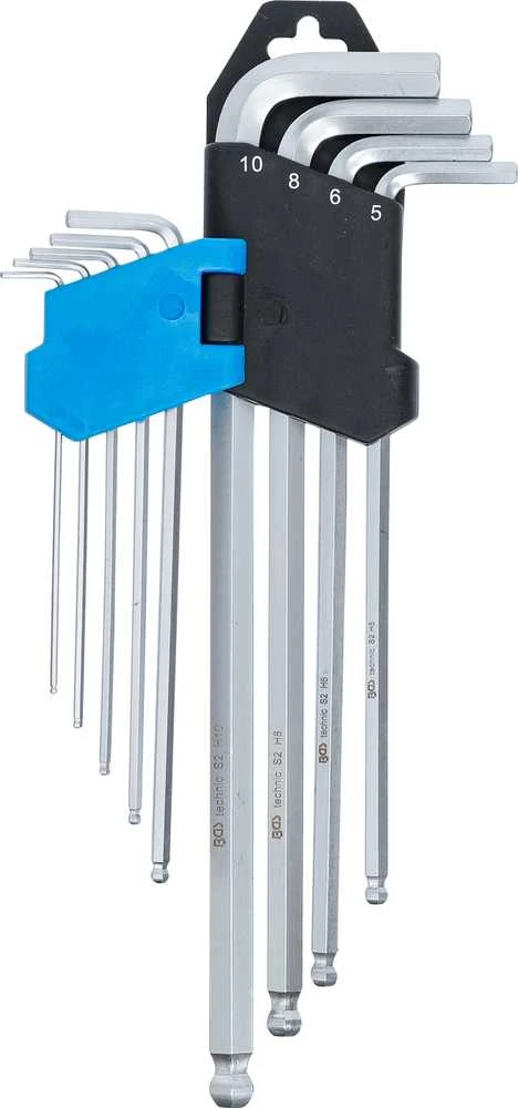 Bgs Technic L tipo raktų rinkinys | ilgas tipas | Hex šešiakampis / hex šešiakampis su šarnyru 1,5 - 10 mm | 9 vnt. (790)
