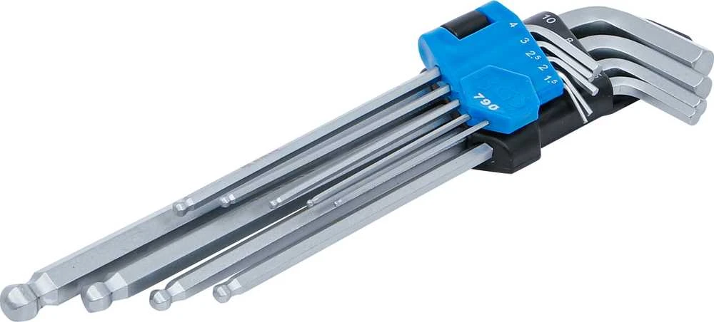 Bgs Technic L tipo raktų rinkinys | ilgas tipas | Hex šešiakampis / hex šešiakampis su šarnyru 1,5 - 10 mm | 9 vnt. (790)