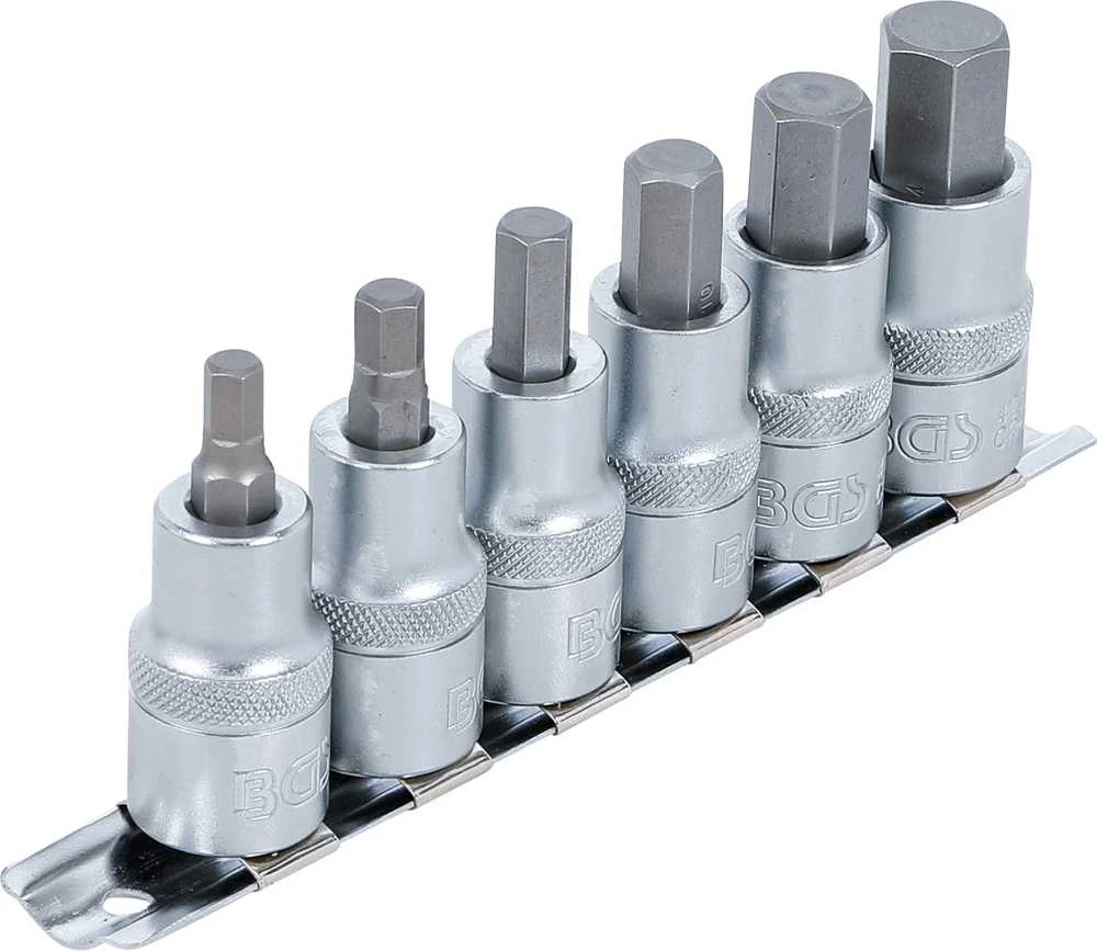 Bgs Technic Įpresuotų antgalių rinkinys | 12,5 mm (1/2") | Hex šešiakampis 6 - 14 mm | 6 vnt. (8887)