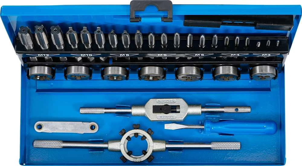 Bgs Technic Sriegiklių ir sriegpjovių rinkinys | M3 - M12 | 32 vnt. (901)