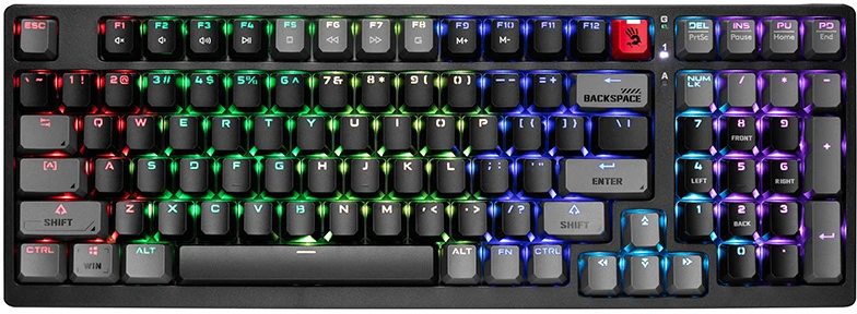 Klaviatūra žaidimams A4Tech Bloody S98 Sports BLMS Raudona Plus su laidu mechaninė su pašvietimu juoda