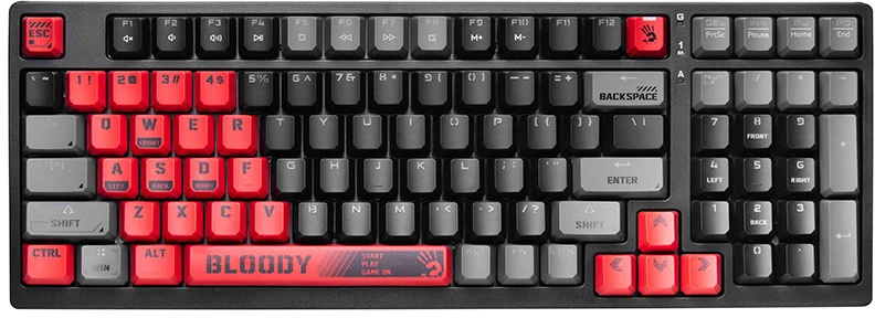 Klaviatūra žaidimams A4Tech Bloody S98 Sports BLMS Raudona Plus su laidu mechaninė su pašvietimu juoda