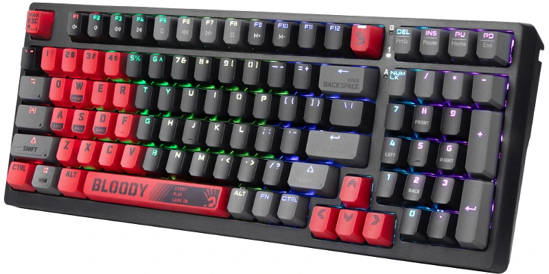 Klaviatūra žaidimams A4Tech Bloody S98 Sports BLMS Raudona Plus su laidu mechaninė su pašvietimu juoda