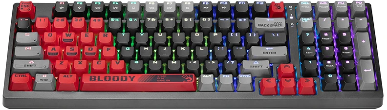 Klaviatūra žaidimams A4Tech Bloody S98 Sports BLMS Raudona Plus su laidu mechaninė su pašvietimu juoda