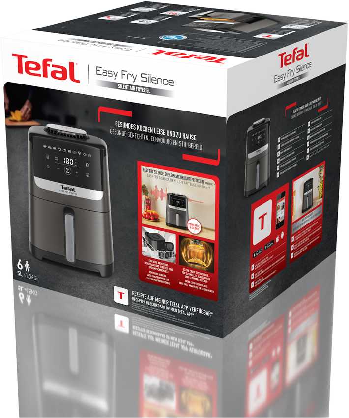 Karšto oro gruzdintuvė Tefal Easy Fry Silence, 5 l, pilkos spalvos (EY551HE0)