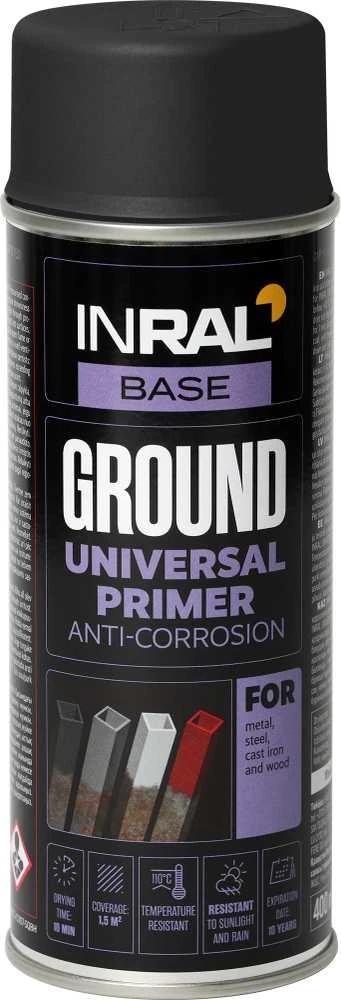 Aerozolinis antikorozinis gruntas INRAL GROUND juodas RAL9011 400 ml.