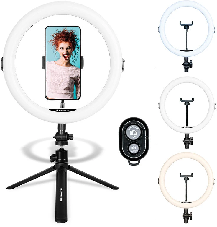 Žibintas AgfaPhoto AGFA ARL11 120 LED Ring VLOG + Tripod + Pilotas