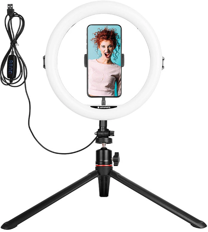 Žibintas AgfaPhoto AGFA ARL11 120 LED Ring VLOG + Tripod + Pilotas