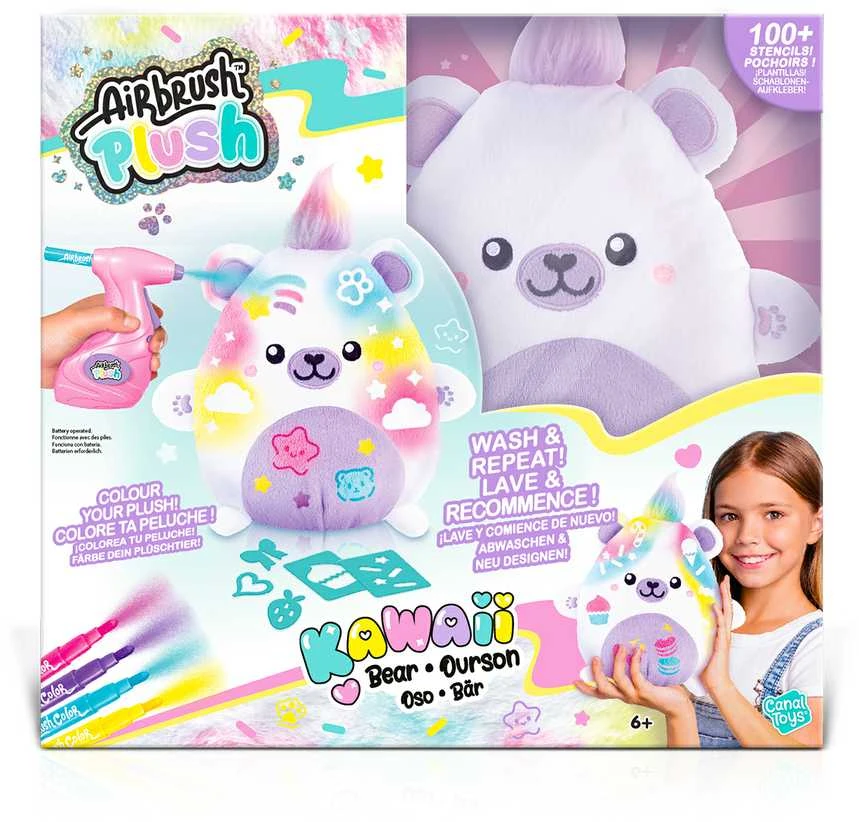 AIRBRUSH PLUSH Rinkinys su aerografu „Kawaii Bear", 25 cm