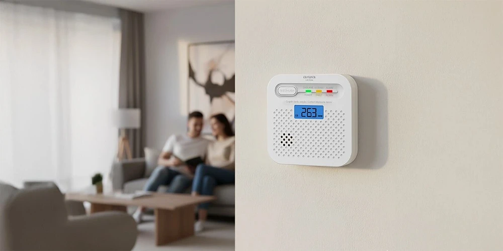 Aiwa Y100A-AA ANZEN S1 Carbon Monoxide Alarm, Baltas
