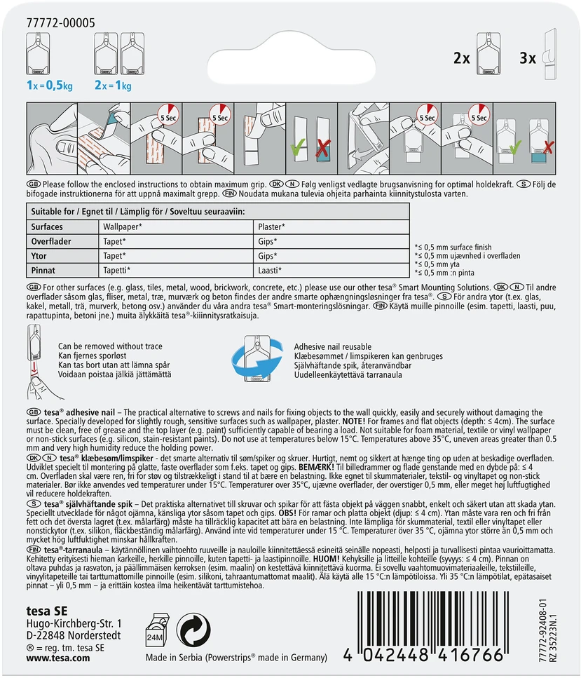 Tesa KABLIUK RĖMEL PAKAB 77772 2X0.5KG